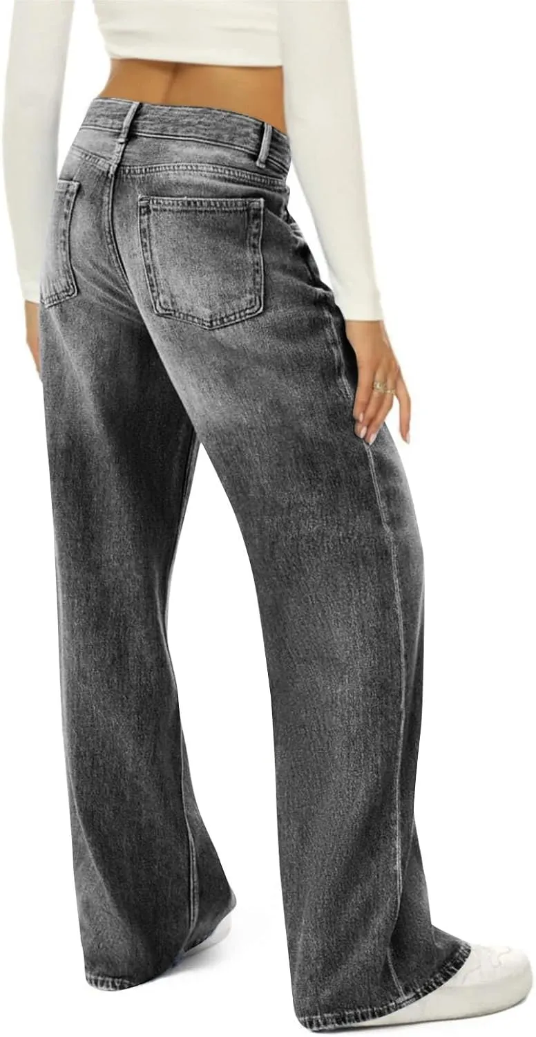 Wide Leg Jeans Woman Baggy High Waisted Mom 90s Boyfriend Denim Jeans Vintage Y2k Denim Pants Casual Cowgirl Pants