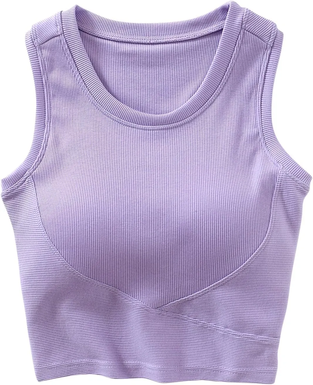 Wmens Crop Tank Tops with Built in Bra Sexy Basic Shelf Bras Yoga Shirts Slim High Neck Padded Camisoles Undershirt