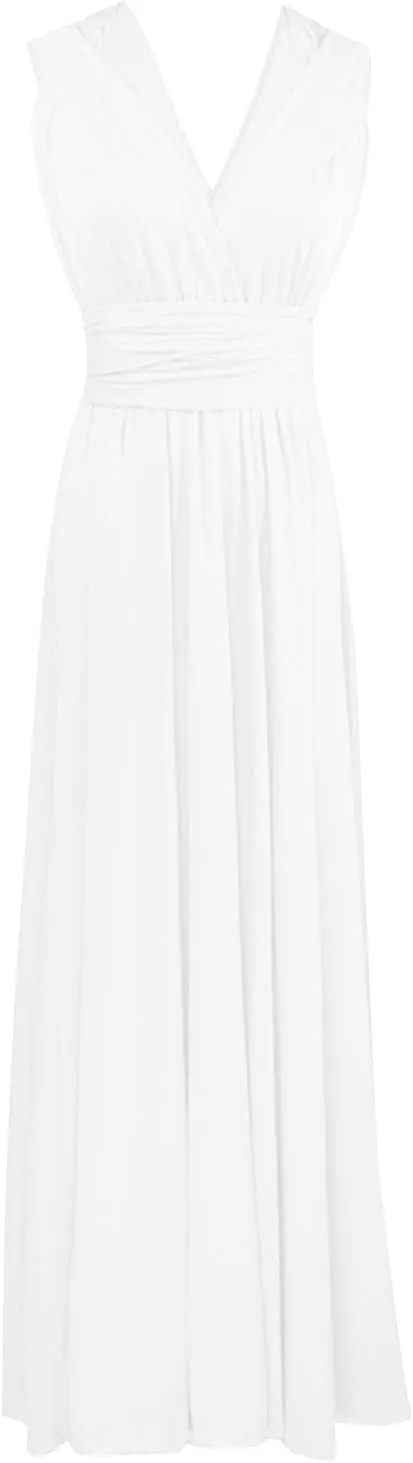 Women Strapless Tube Top Dress Summer Smocked Flowy Midi Wedding Guest Long Maxi Dress Convertible Multiway Outfits