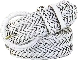 Women Wide Braided Leather Belt 1.6 inch Ladies Soft Woven Waistband with Buckle