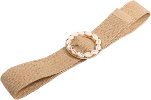 Women Wide Stretch Elastic Belt with Unique Shell Decoration for Dresses and Casual Outfits Comfortable Fit Macrame Style for Vacation Wear