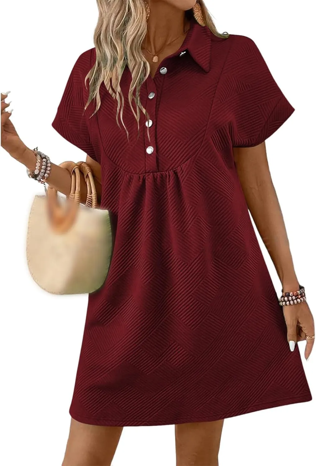 Women's 2025 Summer Mini Dresses, Lapel Collared or Round Neck, Cap Sleeve, for Beach, with Pockets