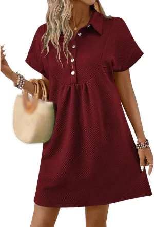 Women's 2025 Summer Mini Dresses, Lapel Collared or Round Neck, Cap Sleeve, for Beach, with Pockets