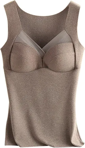 Women's Camisole Built in Bra Wireless Fabric Support Short Cami Pleated Tank Top with Adjustable Strap Tank Tops