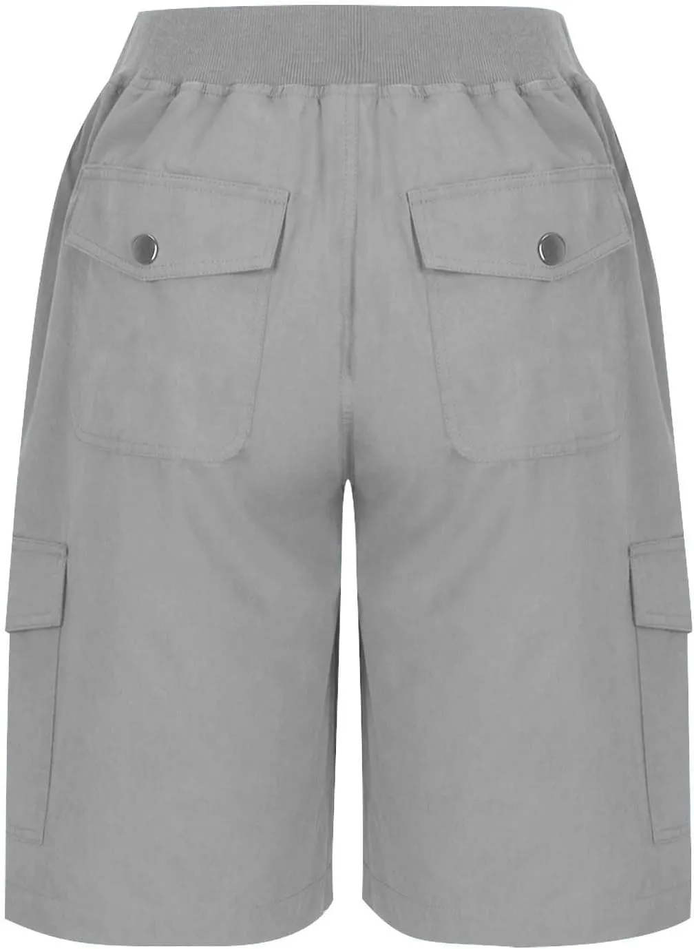 Womens Cargo Shorts with Pocket Trendy 2024 Elastic High Waisted Bermuda Shorts Loose Lightweight Comfy Casual Shorts