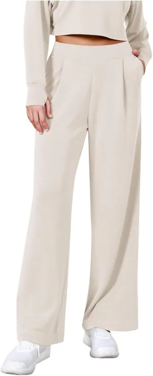 Womens Cargo Sweatpants Winter Sexy Work Palazzo with Pockets High Waisted Straight Leg