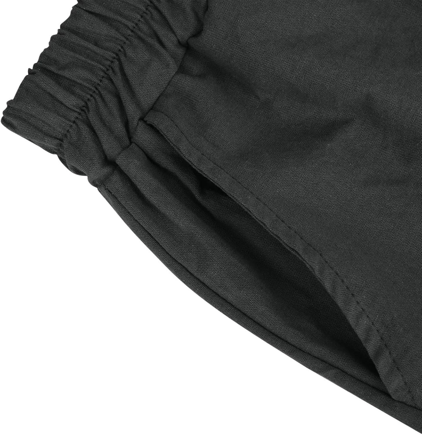 Women's Casual Cotton Linen Bermuda Shorts Elastic Waist Knee Length Shorts Summer Beach Shorts with Pockets