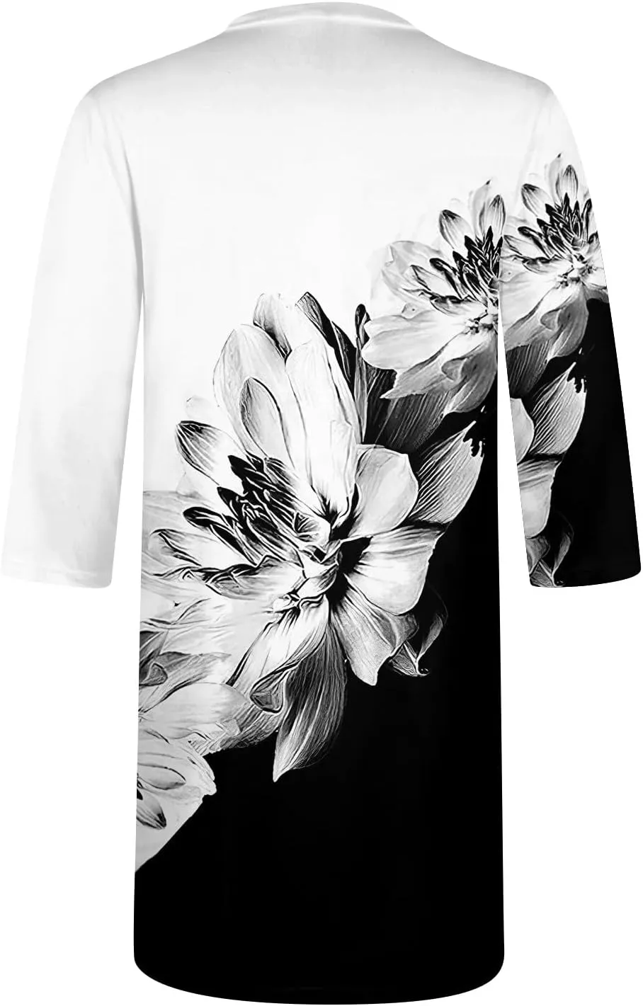Women's Casual Dresses 3/4 Sleeve V Neck Floral Mini Dress Elegant Shift Short Dresses Tunic Dress