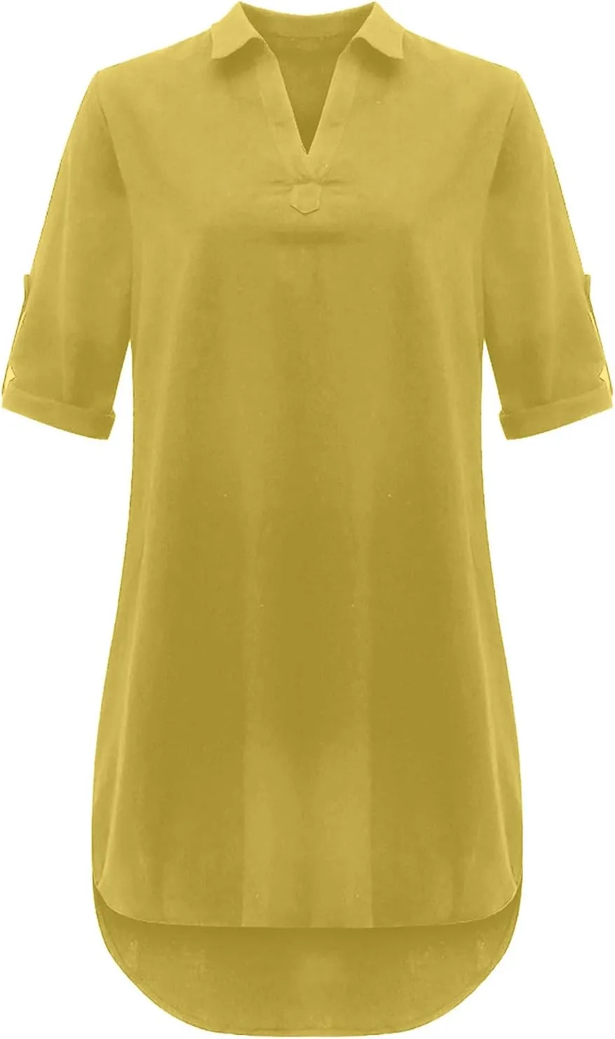 Women's Casual Shirt Dress Ruffle Sleeve Solid Color Button Down Shift Turn Cotton Linen Short 2025 Summer Dress