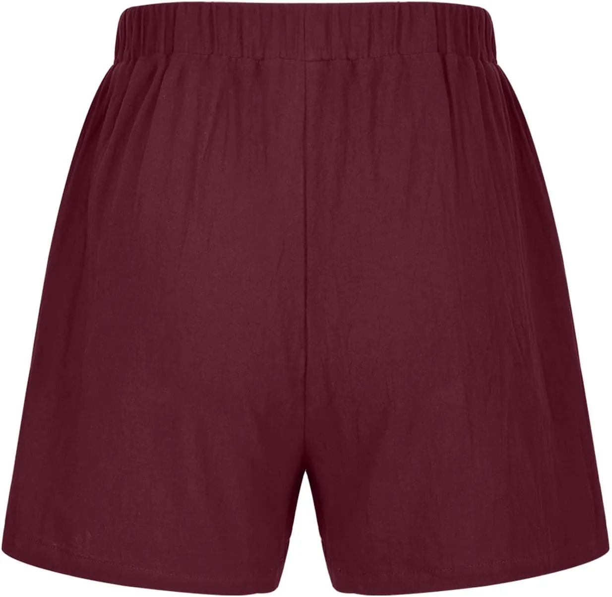 Womens Cotton Linen Shorts Casual Solid Drawstring Shorts Comfy Elastic High Waisted Shorts Summer Beach Shorts