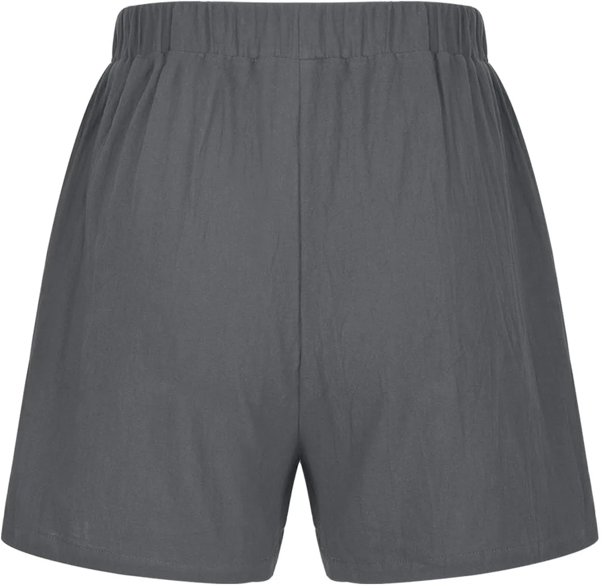 Womens Cotton Linen Shorts Casual Solid Drawstring Shorts Comfy Elastic High Waisted Shorts Summer Beach Shorts