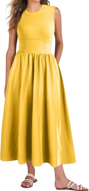 Women's Dresses Summer Tank Dress Sun Dresses Women Casual Smocked Sleeveless Wrap Dress Plus Ruffle with Pocket
