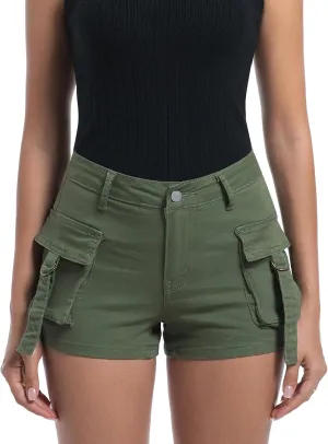 Women’s High Waisted Cargo Shorts Casual Summer Denim Stretchy Jeans Chino Shorts Y2K