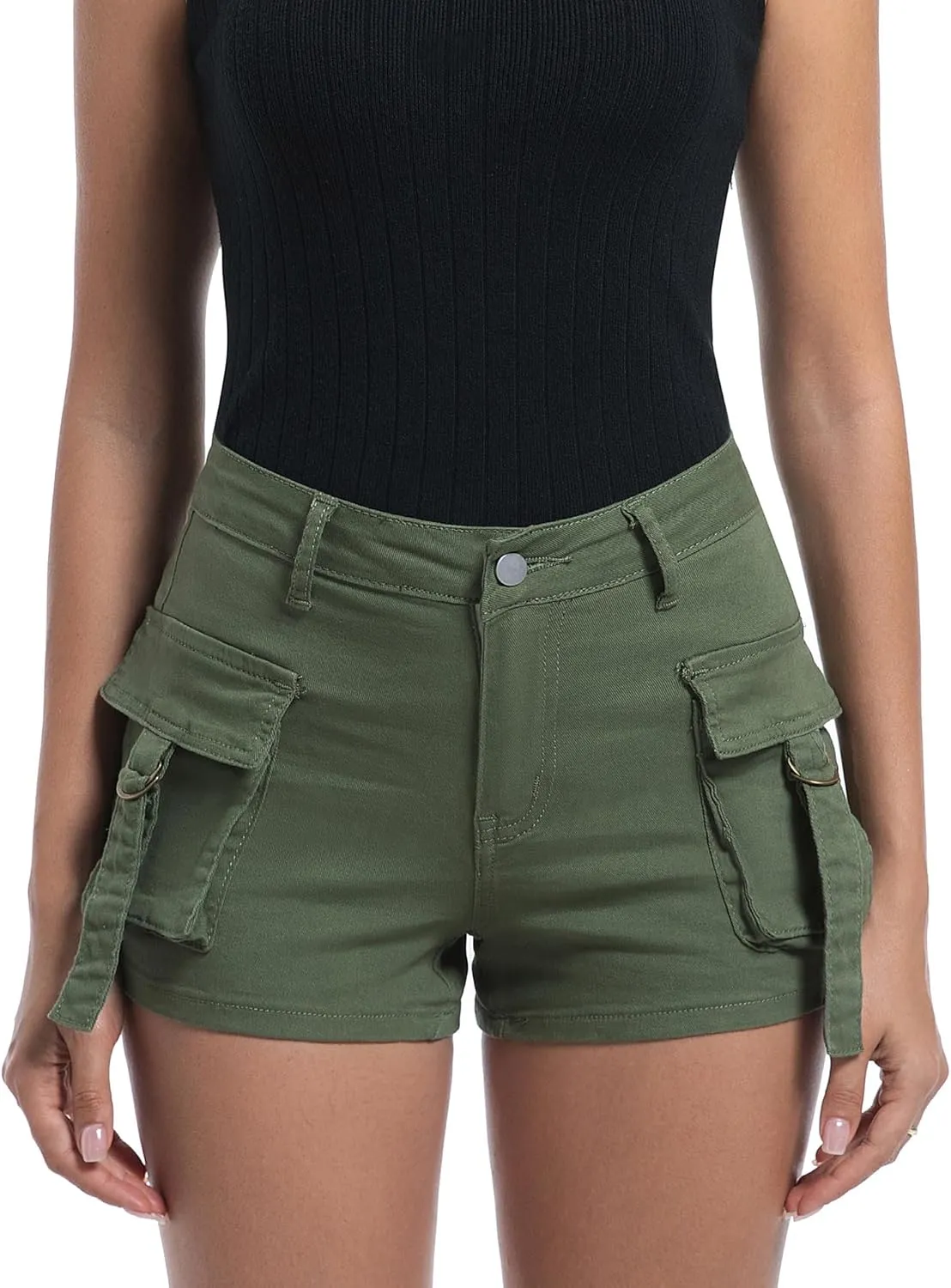 Women’s High Waisted Cargo Shorts Casual Summer Denim Stretchy Jeans Chino Shorts Y2K