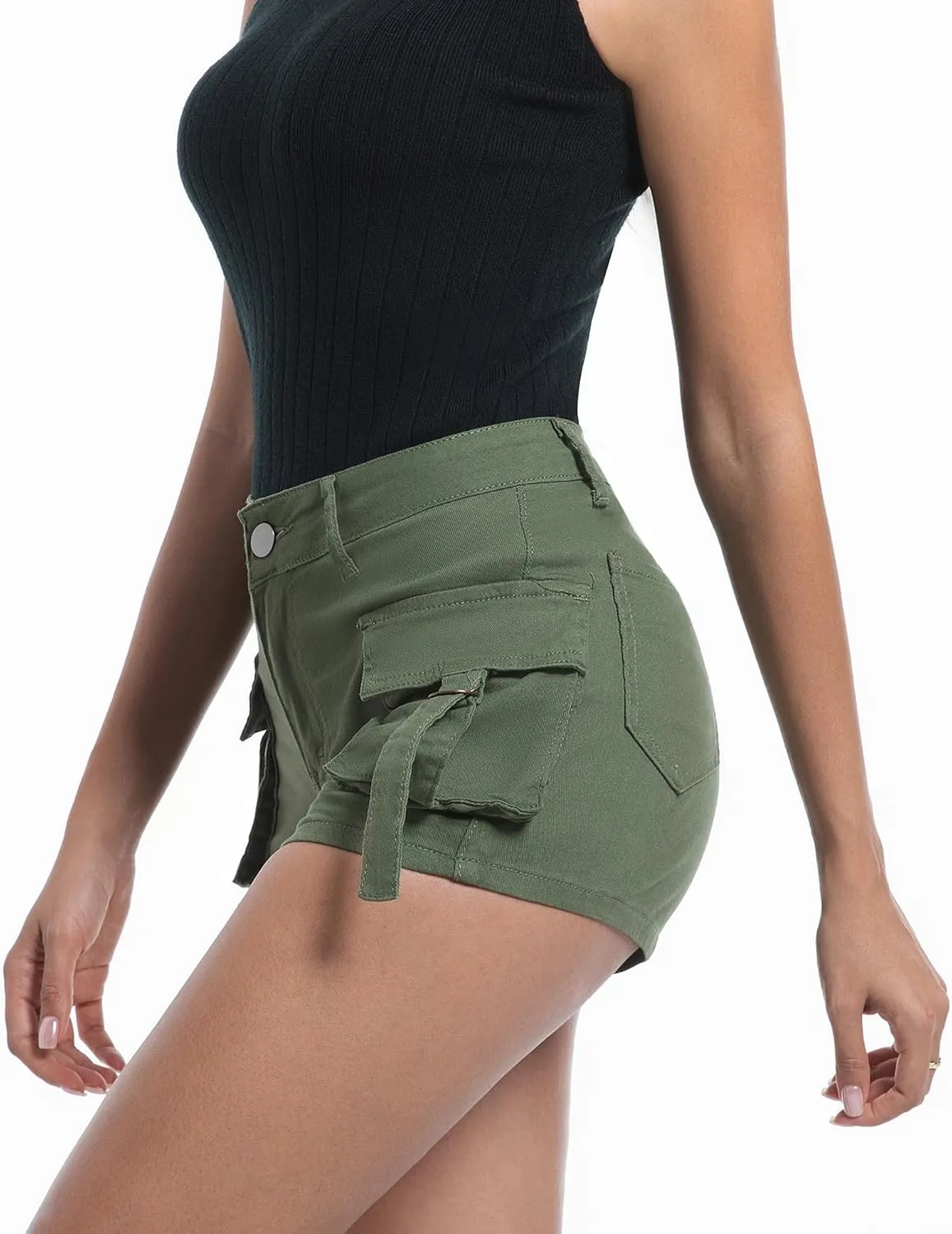 Women’s High Waisted Cargo Shorts Casual Summer Denim Stretchy Jeans Chino Shorts Y2K