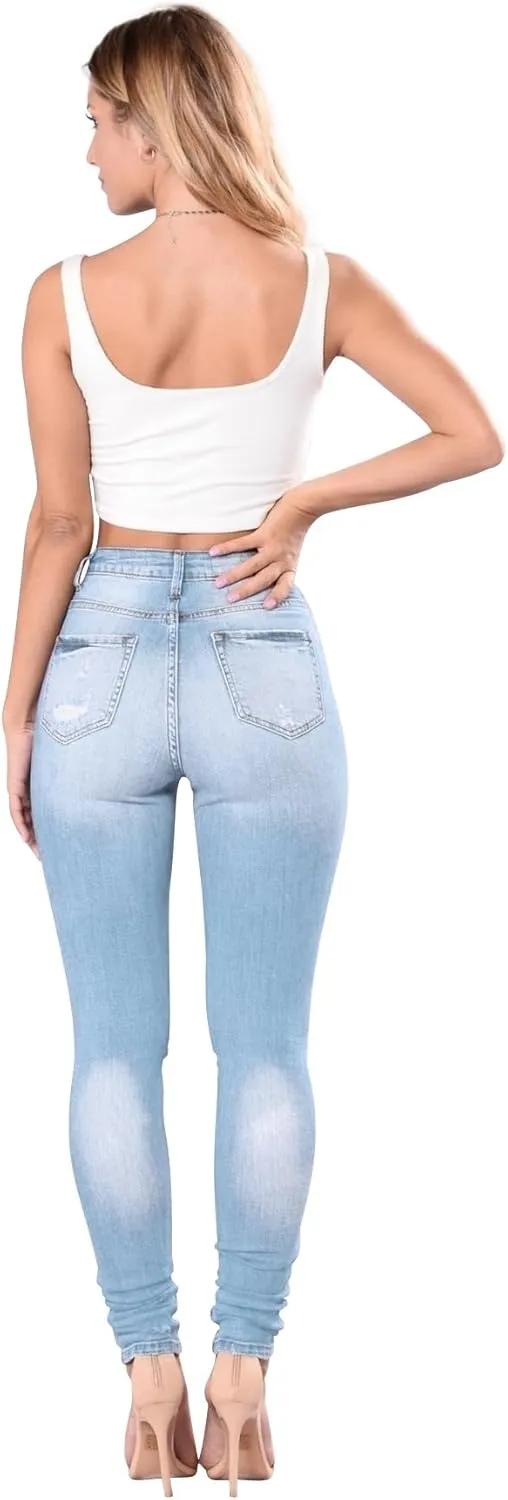 Women's High Waisted Jeans for Women Distressed Stretch Jeans for Women Ripped Butt Lift Jeans Denim Pants