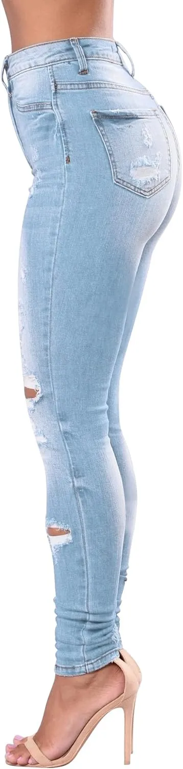 Women's High Waisted Jeans for Women Distressed Stretch Jeans for Women Ripped Butt Lift Jeans Denim Pants
