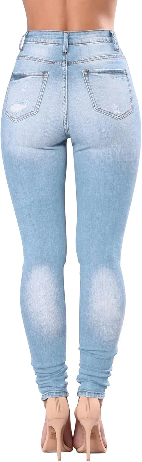 Women's High Waisted Jeans for Women Distressed Stretch Jeans for Women Ripped Butt Lift Jeans Denim Pants