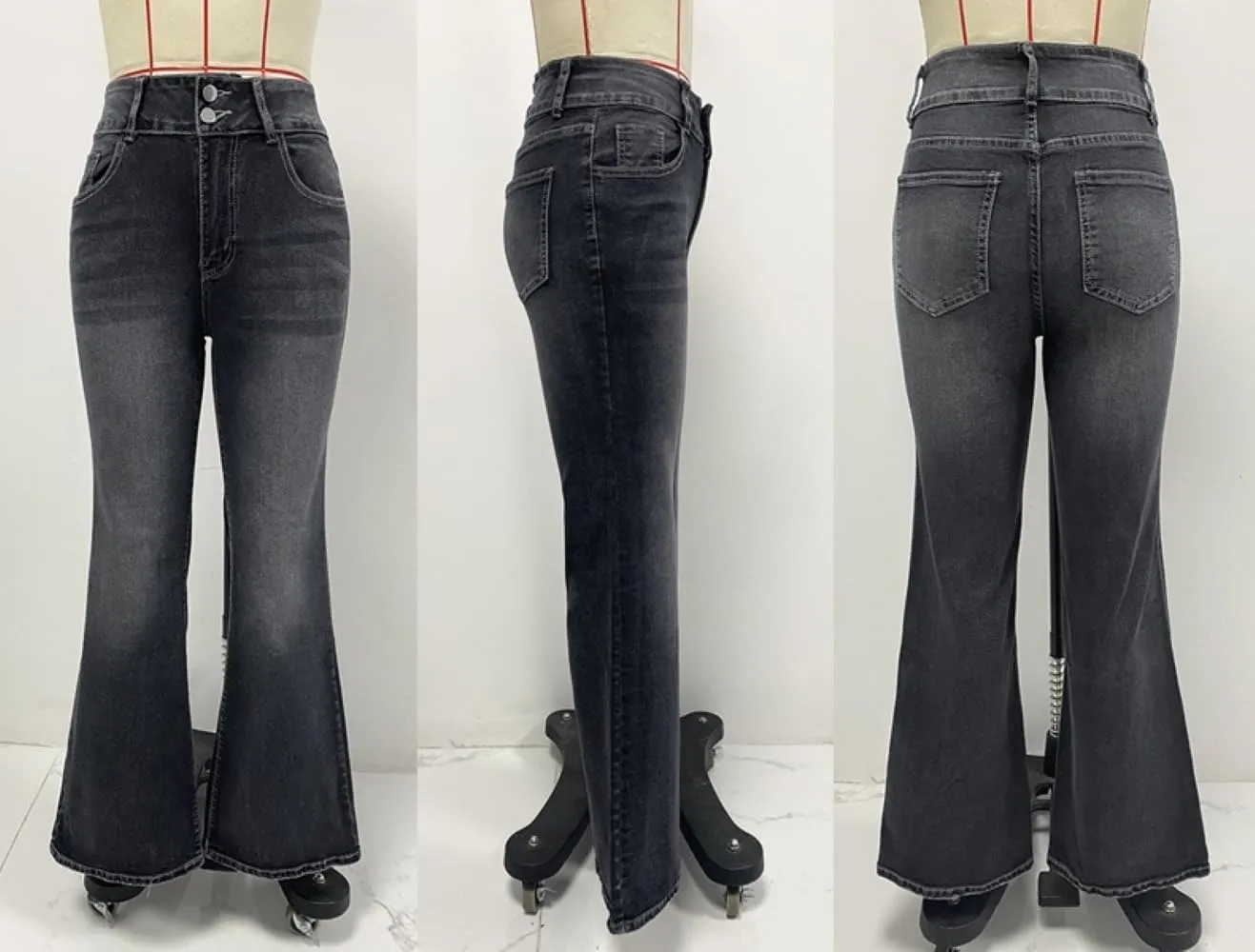 Women's High-Waisted Micro Jeans Vintage Bootcut Denim Pants Stretchy Skinny Jeans