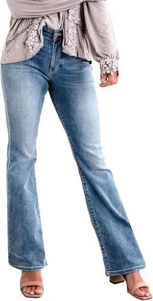 Womens High Waisted Straight Leg Ankle Jeans Casual Stretch Denim Pants Jeans Stretchy Distressed Denim Pants