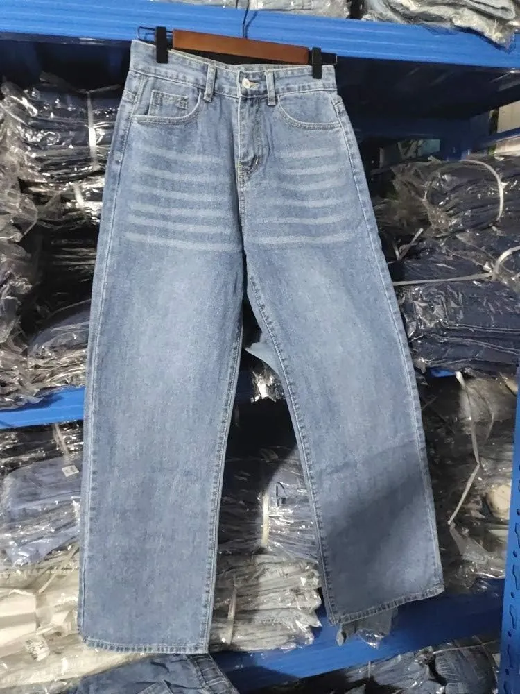 Women's High Waisted Wide Leg Baggy Stretch Denim Jeans Classic High Waisted Skinny Stretch Butt Lifting Jeans