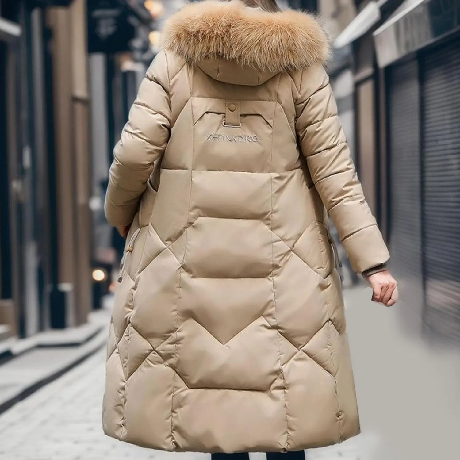 Women's Hooded Long Puffer Coat 2023 Winter Longer Thickened Down Jackets with Pockets Full Zip Cotton Outwear