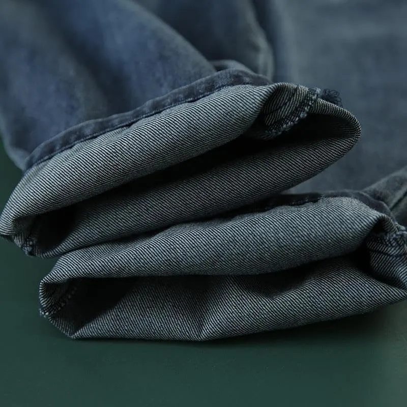 Womens Jeans Vintage Loose Wide Leg Pants Dark Denim Jeans Cotton Trousers High Waisted Jeans and Straight Leg Denim