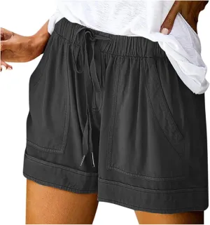 Womens Lounge Shorts Casual Drawstring Short Pants Summer Elastic Waist Casual Lightweight Shorts with Pockets