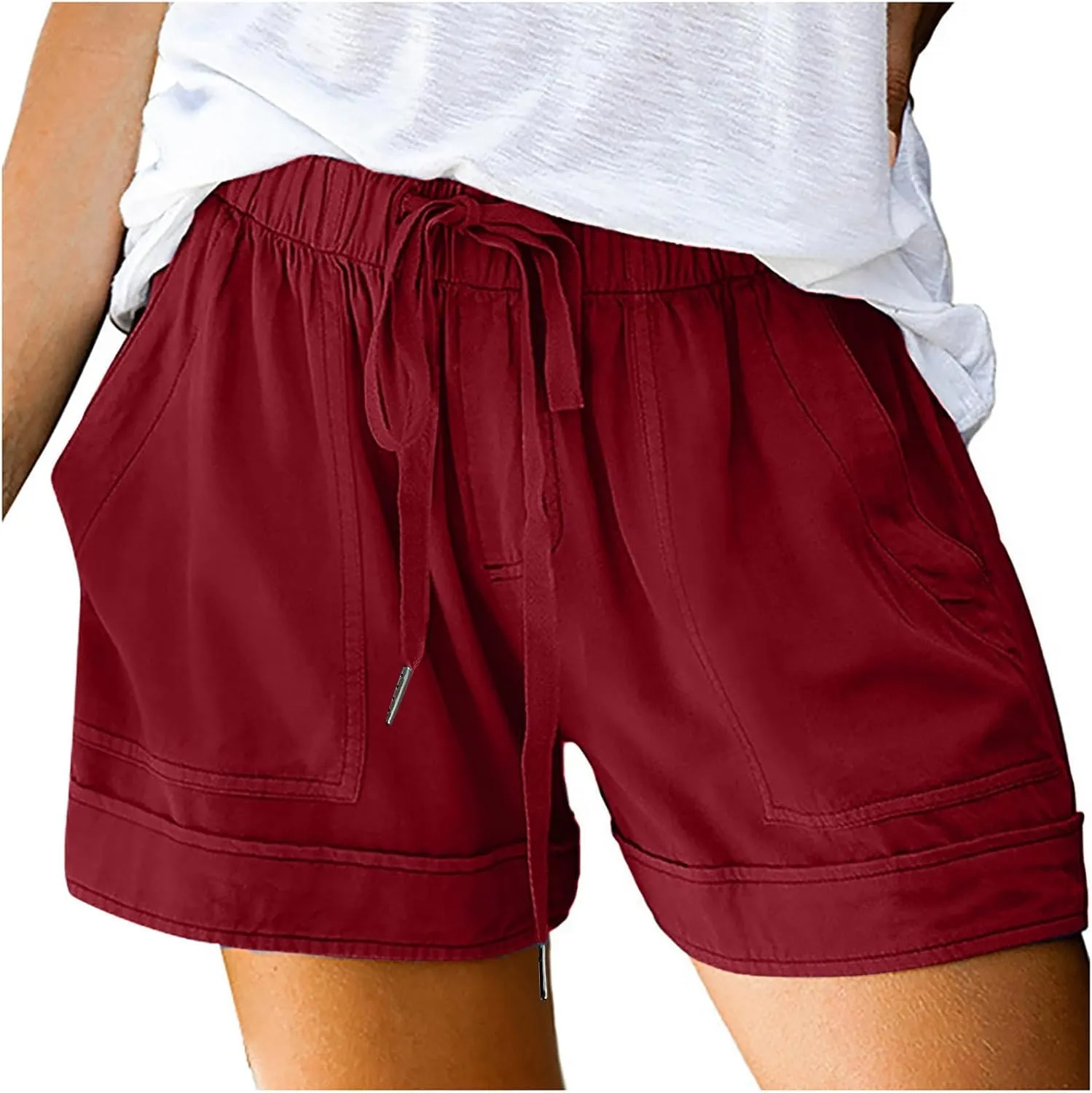 Womens Lounge Shorts Casual Drawstring Short Pants Summer Elastic Waist Casual Lightweight Shorts with Pockets