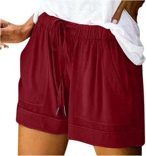Womens Lounge Shorts Casual Drawstring Short Pants Summer Elastic Waist Casual Lightweight Shorts with Pockets