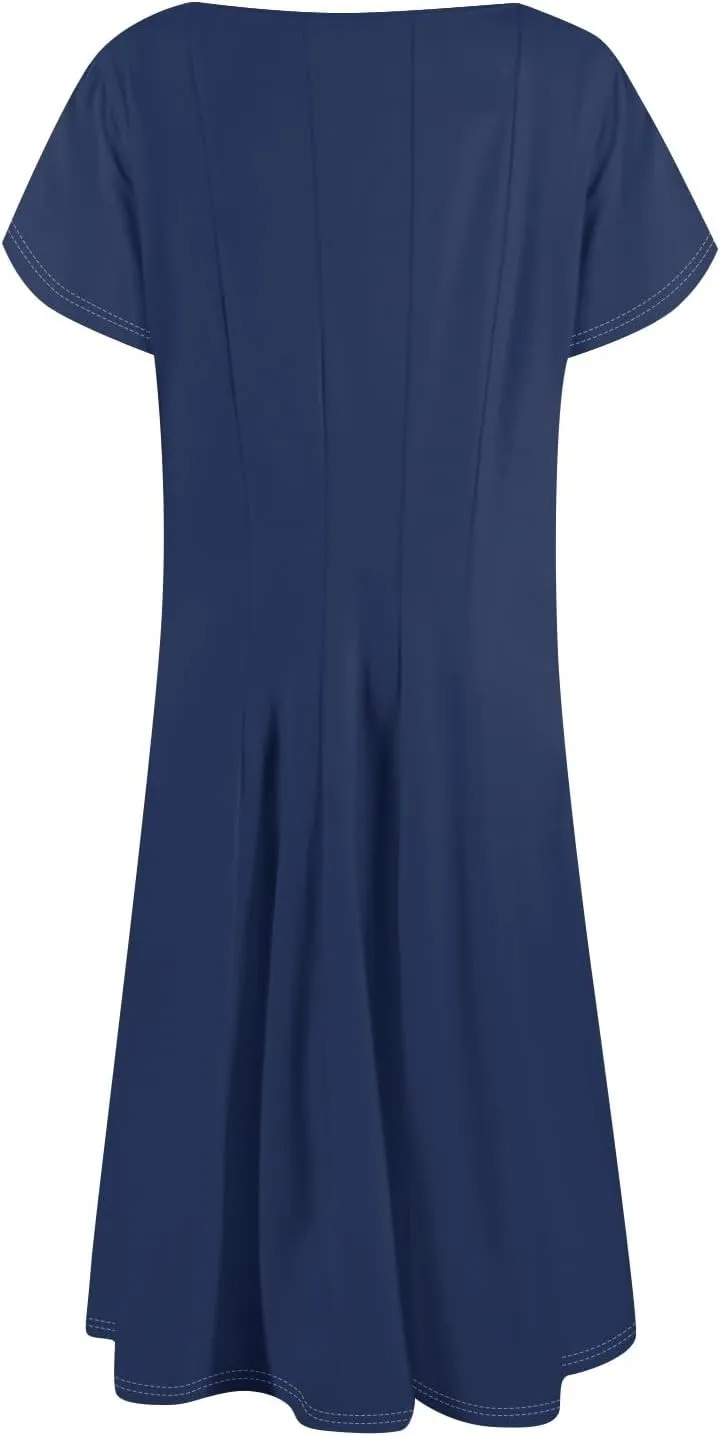 Women's Plus Size Maxi Dresses for Curvy Women Summer Short Sleeve Casual 2025 Long Dress XL-3XL