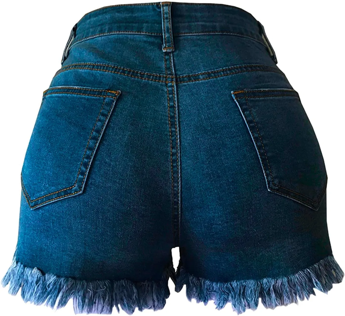Women's Raw Hem Denim Shorts High Waisted Ripped Distressed Straight Leg Jean Shorts Summer Hot Pants with Pockets