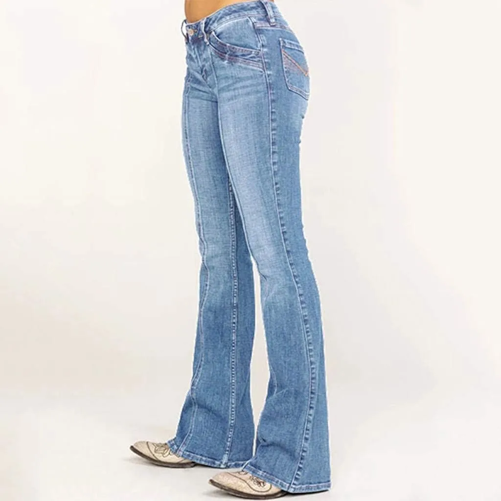 Womens Retro High Rise Trumpet Flare Jeans Ultra Stretch Denim Jeans Butt Lifting Bootcut Trousers