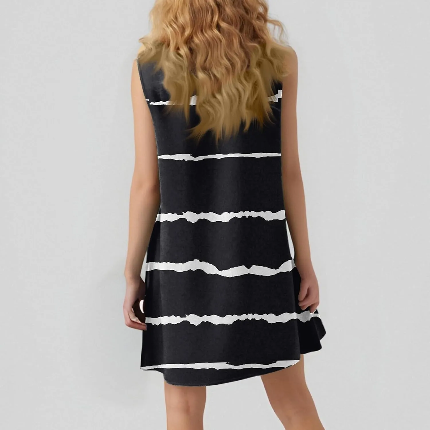 Women's Ruffle Hem Tank Dress Sleeveless Dress for Women Round Neck Casual Smock Summer Mini Dresses