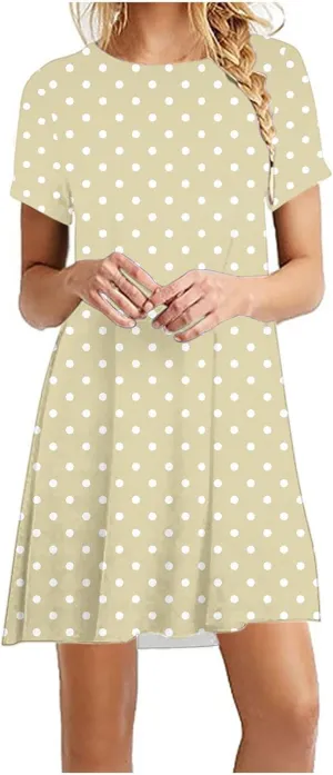 Womens Summer Dresses 2025 Short Sleeve Crewneck Loose Fit Shift Dress Short Dress Shift Dress