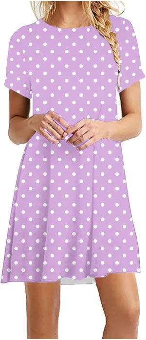 Womens Summer Dresses 2025 Short Sleeve Crewneck Loose Fit Shift Dress Short Dress Shift Dress