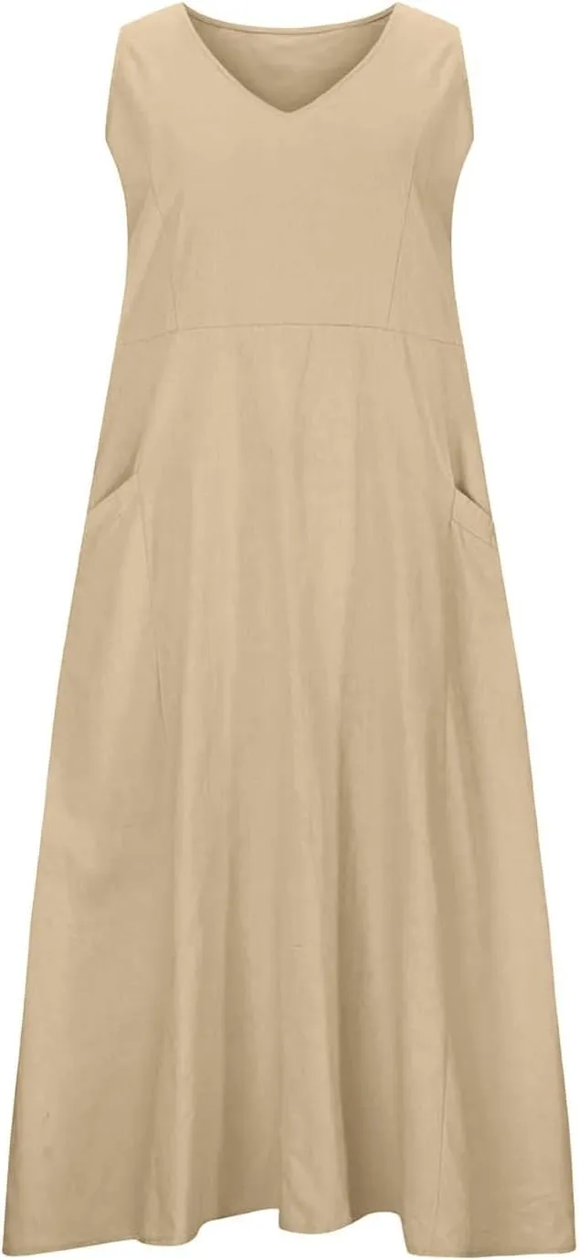 Women's Summer Dresses 2025 Women's Summer Casual Sleeveless Long Maxi Beach Dress Gauze Sundress for Women Cotton