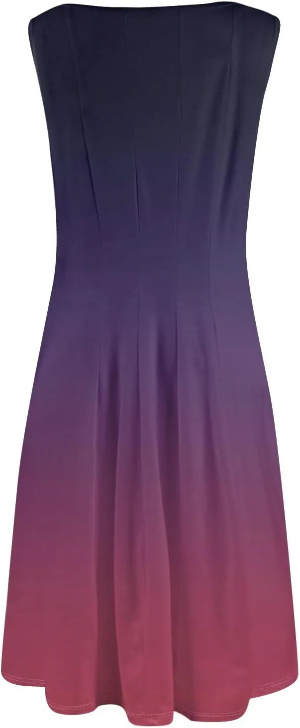 Women's Summer Dresses Cute Sundress Pleated Dress Tank Dress Sleeveless Fashion Wrap Dresses A Line with Pockets