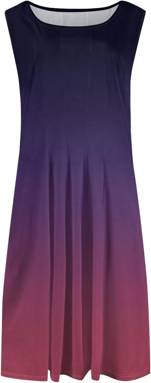 Women's Summer Dresses Cute Sundress Pleated Dress Tank Dress Sleeveless Fashion Wrap Dresses A Line with Pockets