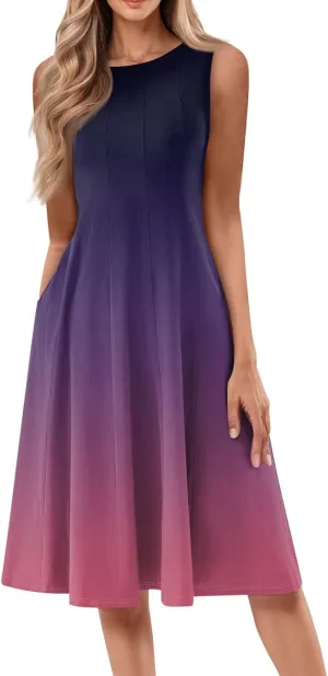 Women's Summer Dresses Cute Sundress Pleated Dress Tank Dress Sleeveless Fashion Wrap Dresses A Line with Pockets