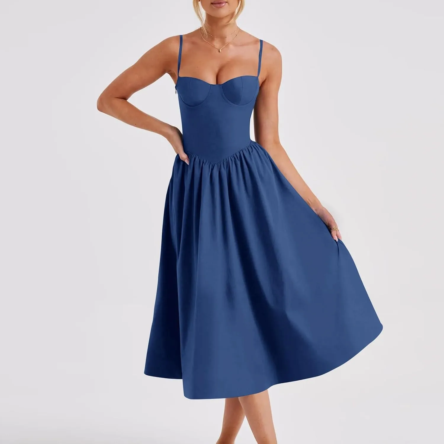 Womens Summer Dresses Floral Sleeveless Smocked Maxi Dress 2025 Spaghetti Strap A Line Flowy Beach Long Sundress