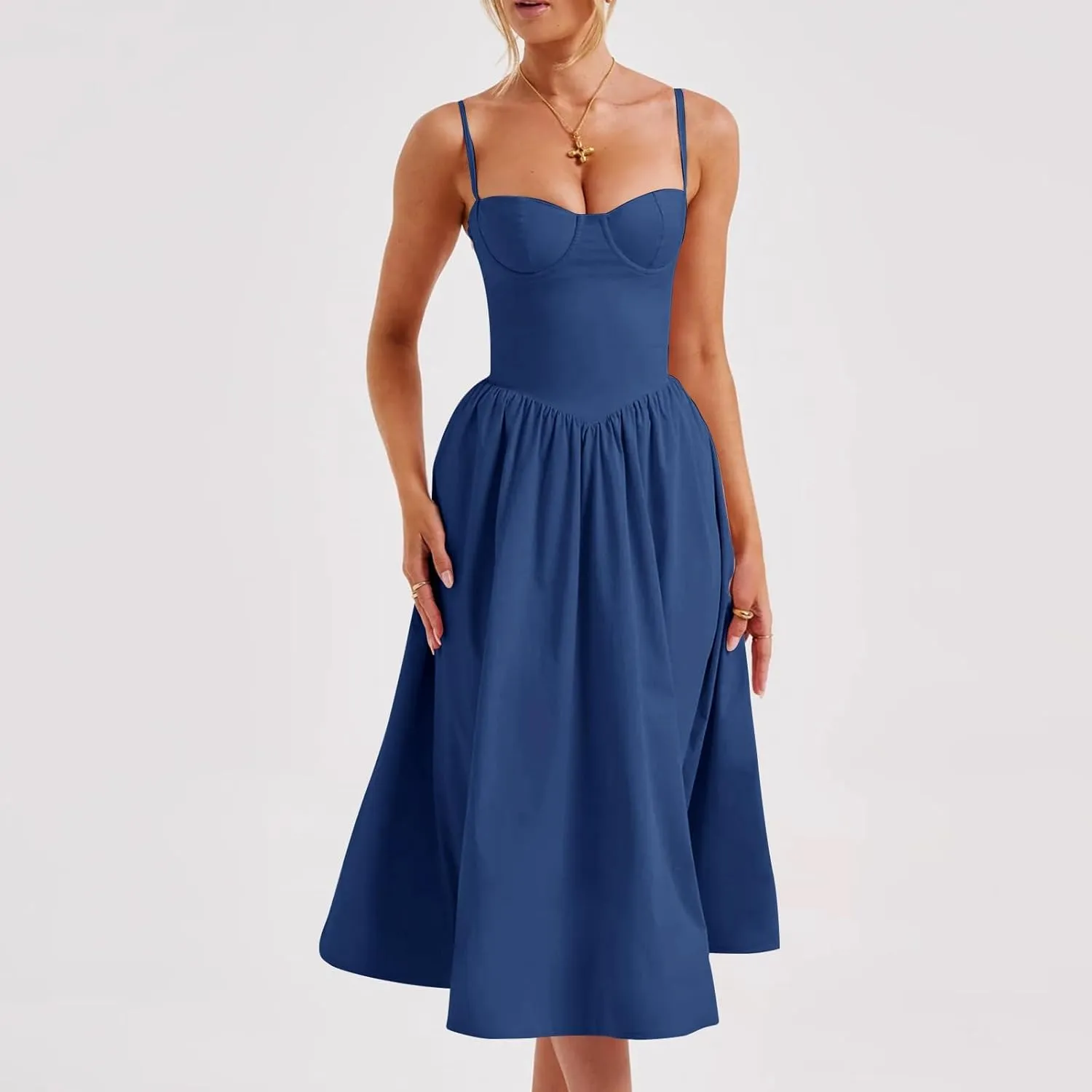Womens Summer Dresses Floral Sleeveless Smocked Maxi Dress 2025 Spaghetti Strap A Line Flowy Beach Long Sundress