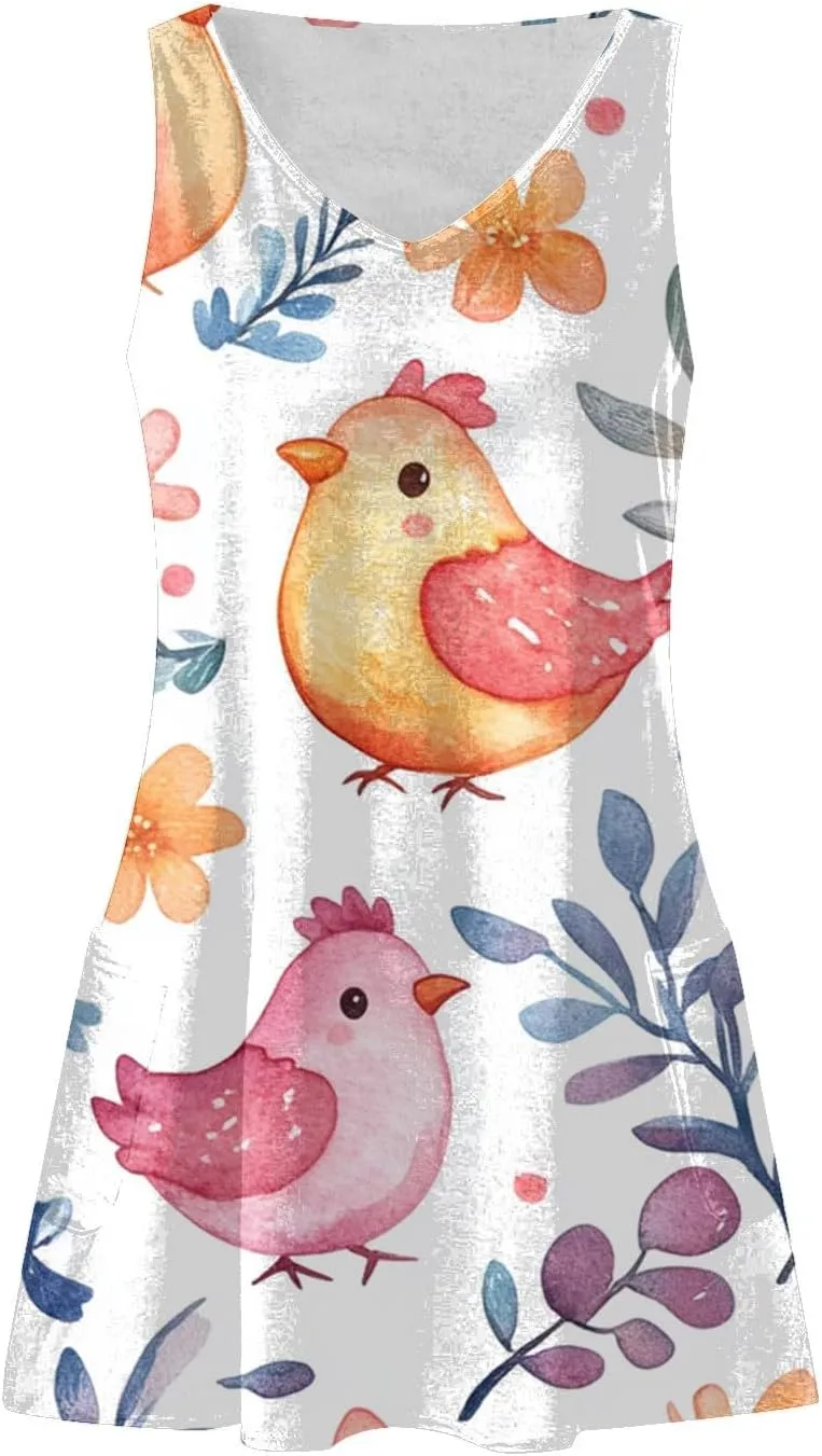 Women's Summer Dresses V Neck Casual Sundress 2025 Beach Swimsuit Coverup Vacation Sleeveless Dress with Pocket