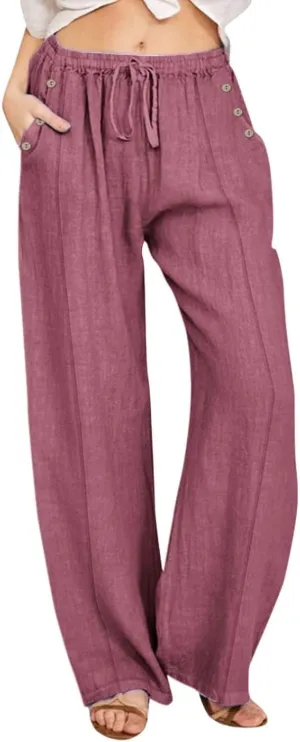 Womens Wide Leg Harem Pants Winter Vintage Yoga Palazzo with Pockets Barrel Pants Water Resistant