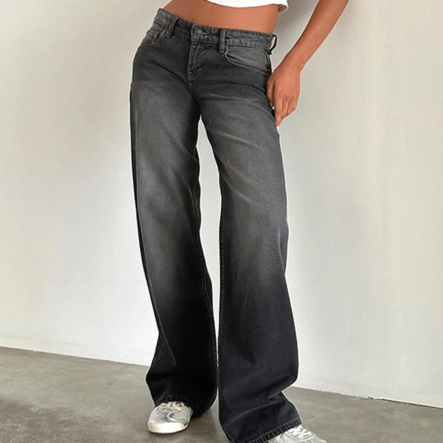 Women's Wide Leg Jeans Loose Trouser Jeans High Waisted Straight Leg Stretch Denim Pants Casual Trendy Denim Pants