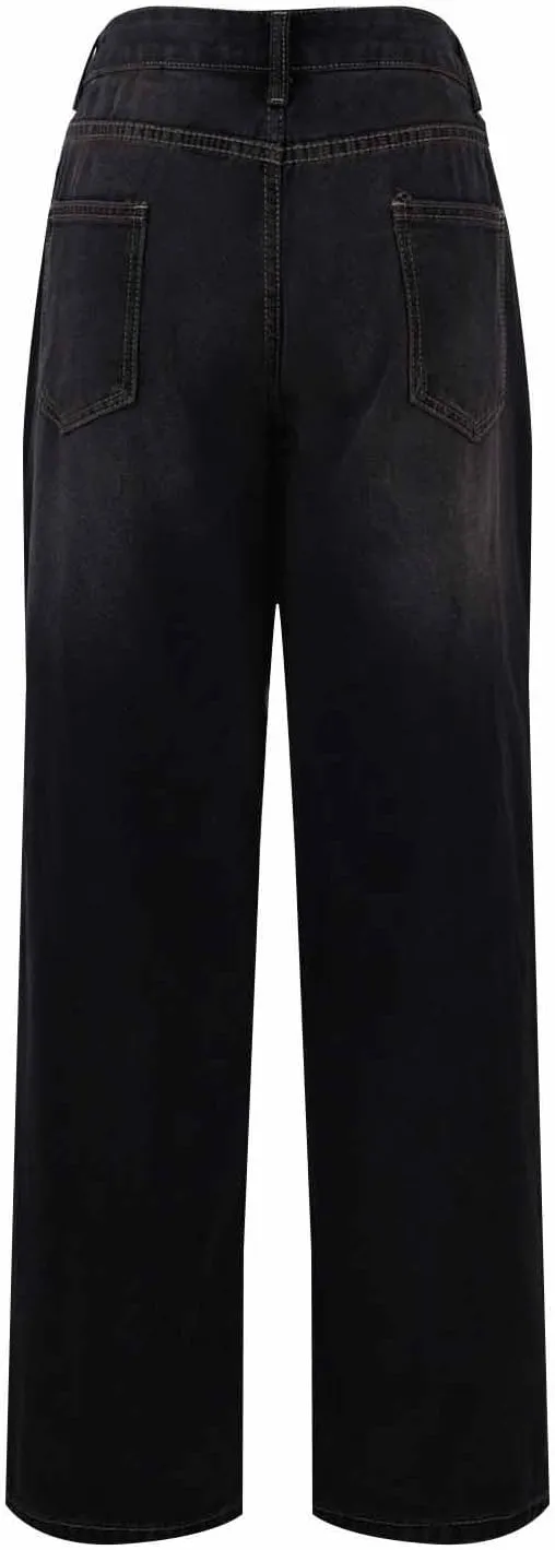Women's Wide Leg Jeans Loose Trouser Jeans High Waisted Straight Leg Stretch Denim Pants Casual Trendy Denim Pants