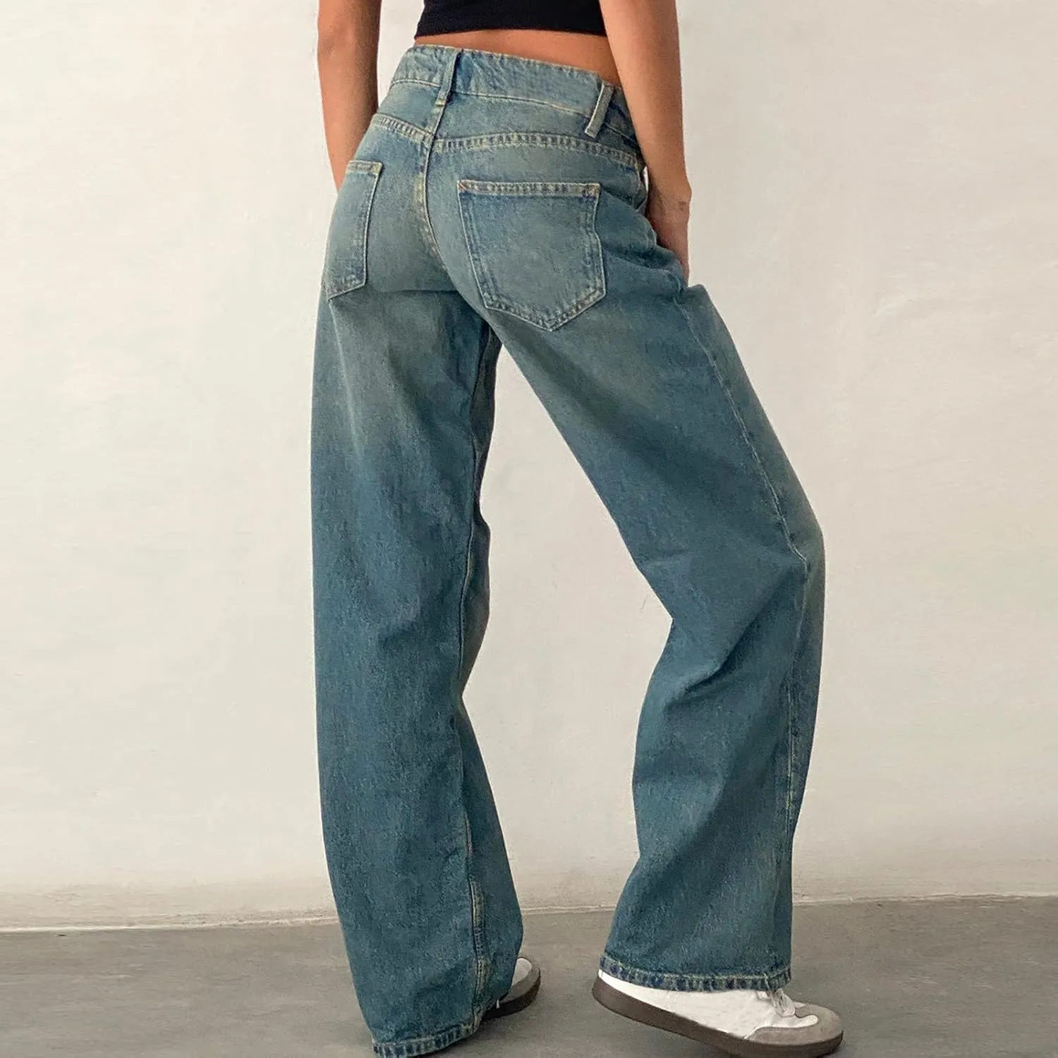 Women's Wide Leg Jeans Loose Trouser Jeans High Waisted Straight Leg Stretch Denim Pants Casual Trendy Denim Pants