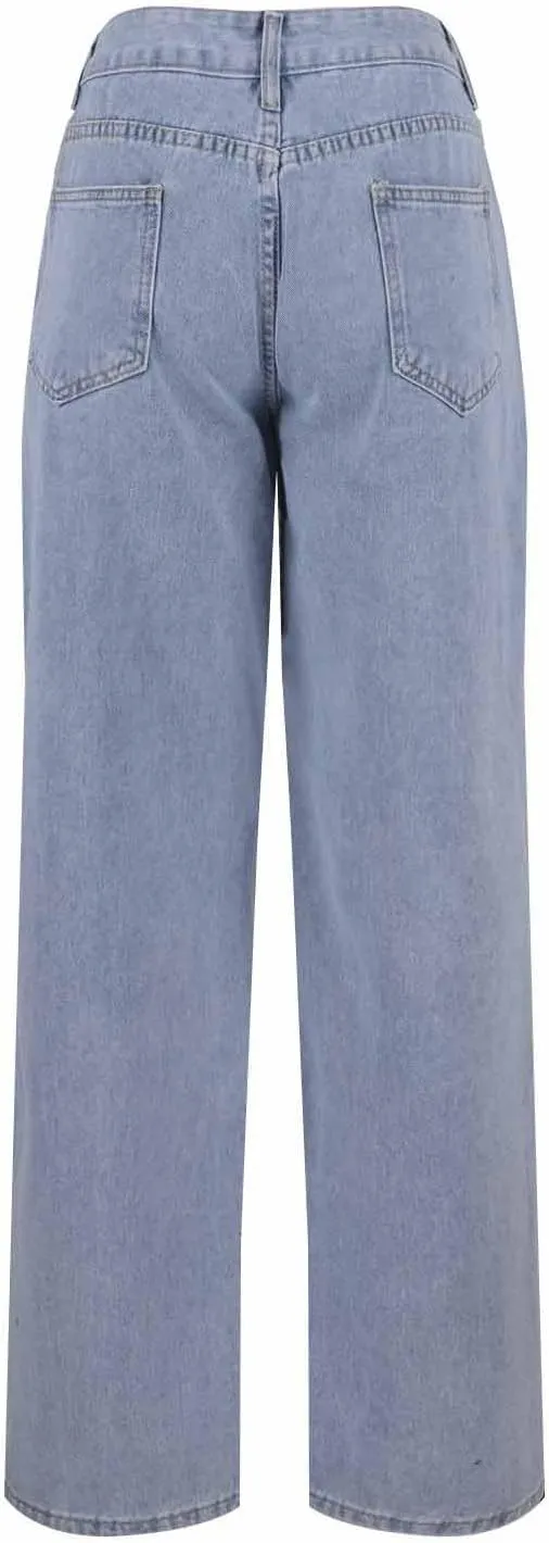 Women's Wide Leg Jeans Loose Trouser Jeans High Waisted Straight Leg Stretch Denim Pants Casual Trendy Denim Pants