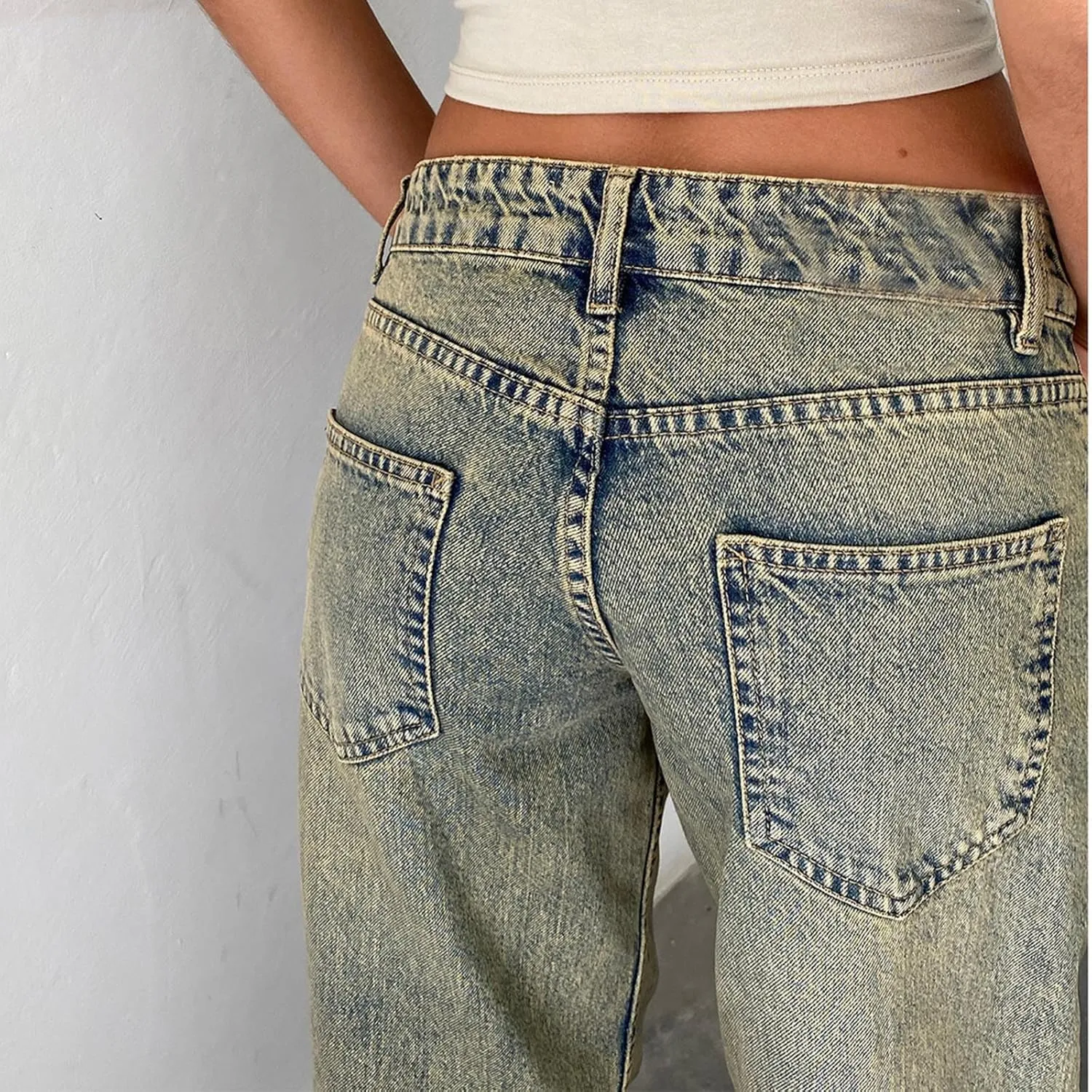Women's Wide Leg Jeans Loose Trouser Jeans High Waisted Straight Leg Stretch Denim Pants Casual Trendy Denim Pants