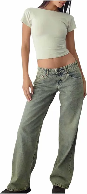 Women's Wide Leg Jeans Loose Trouser Jeans High Waisted Straight Leg Stretch Denim Pants Casual Trendy Denim Pants